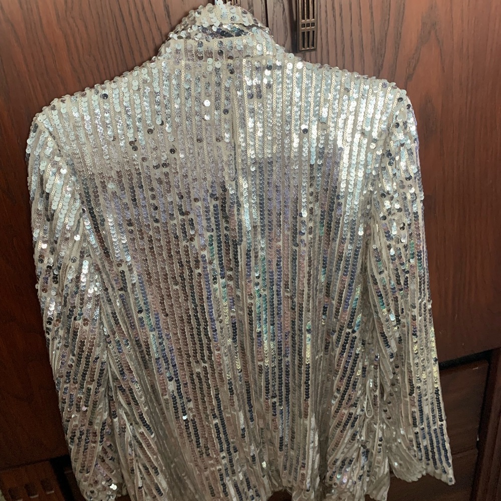 Sequined Throughout Silver Blazer. Fully Lined. C… - image 4
